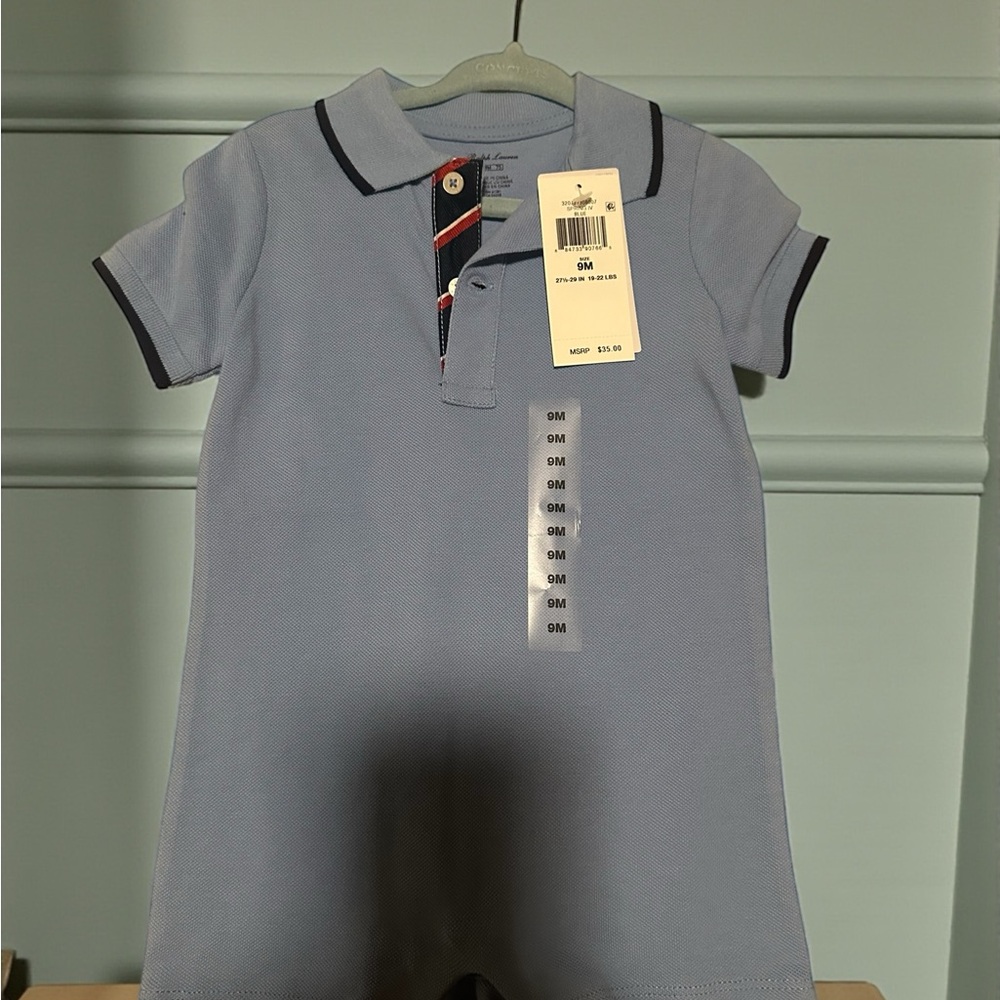 Ralph Lauren Blue Polo Romper for Kids
